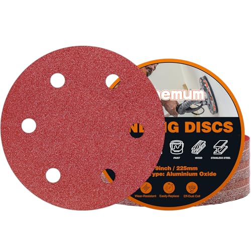 30 PCS 9 Inch Drywall Sanding Discs 60 Grit 6 Hole - color: 6 Hole, size: Grit 60