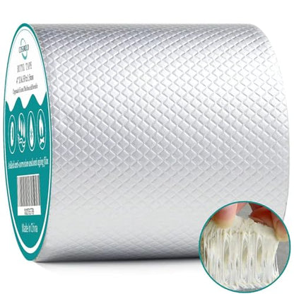 COSIMIXO Aluminum Foil Butyl Tape 4" x 16.5Ft (10cm x 5m) Extra Thickness Upgraded Strong Butyl Waterproof Tape, Repair for Boat,Pipe, HVAC Ducts, Roof Crack, RV, Awning, Window Sealing, Silver - size: 4" x 16.5Ft
