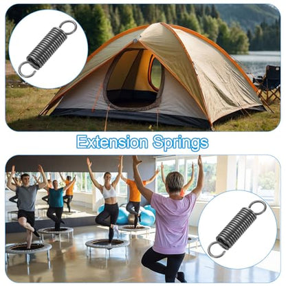 PATIKIL Extension Spring, 2pcs Wire Diameter 0.1", OD 0.7", Free Length 3.2" Spring Steel Dual Hook Tension Springs for Lawn Tractor Home Repairs DIY, Grey - size: 2.5*18*80mm