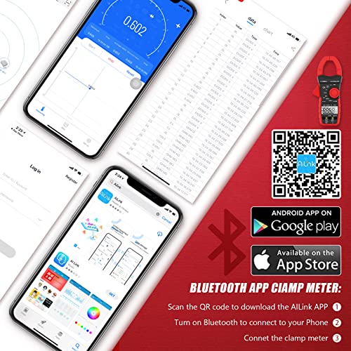 6000 Counts Clamp Meter 1000A AC DC Clamp Multimeter with Bluetooth APP