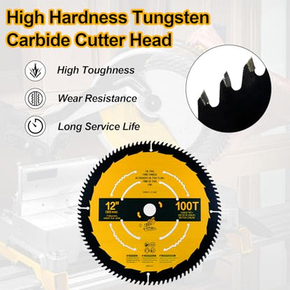 12in 100T Fine Finish Blade Compatible with DEWALT Miter Saw - style: 12IN,100T