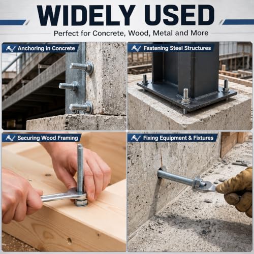 Moxweyeni 20 Pcs 1/2" x 10" Zinc Plated Wedge Anchors for Concrete - size: 1/2" X 10"
