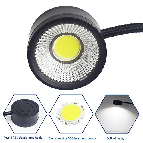 Led Magnetic Work Light 300mm Flexible Gooseneck lamp 500 Lumens 120 Volt for Sewing Machine Lathe Milling Drill Press Industrial Lighting - size: Magnets Base, 5W