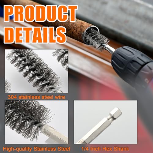MAXMAN Wire Brush for Drill 18-Pack, Nylon/Brass/SS Bristles, 1/4"Hex Shank