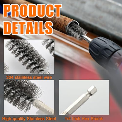MAXMAN Wire Brush for Drill 18-Pack, Nylon/Brass/SS Bristles, 1/4"Hex Shank