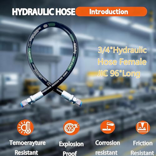 Haichy 26711-12-12-96 Hydraulic Hose Swivel Assembly 3/4" Hydraulic Hose with Female JIC X Female JIC, 96" Long, 3118 PSI - color: ‎Black, size: 26711-12-12-96-G