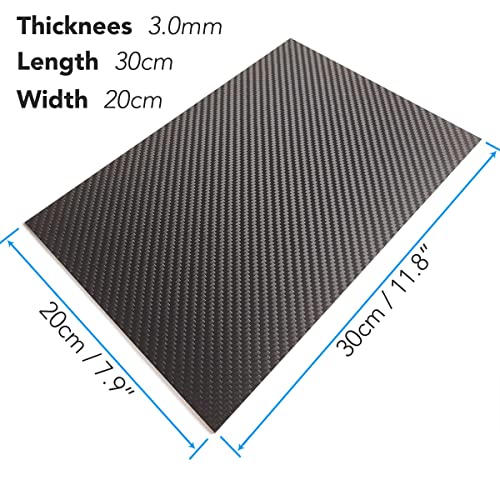 cncarbonfiber 3mm 200x300mm 100% Carbon Fiber Sheet Plate 0.5~5.0mm Available,3K Twill Matte Finish - size: 200x300x3.0mm, style: Twill Matte Finish