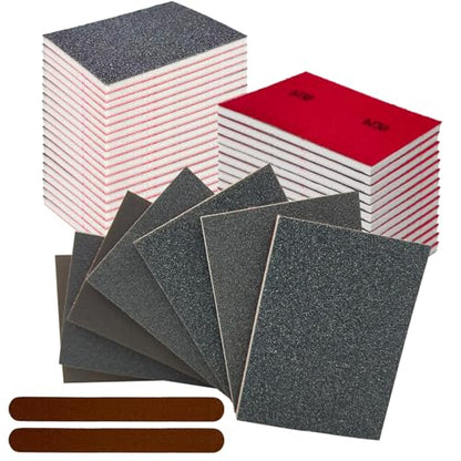26PCS Hook & Loop Sanding Sponge, Washable and Reusable Sanding Blocks - size: Mix 2(120-400 1000/3000 Grit)