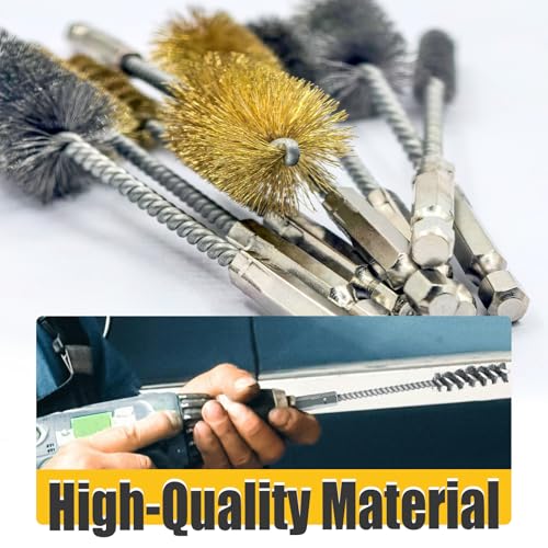8 Pcs Bore Brush Set - 304 Stainless Steel & Brass Drill Wire