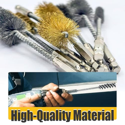 8 Pcs Bore Brush Set - 304 Stainless Steel & Brass Drill Wire