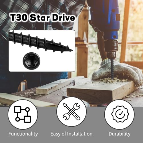 100 Pcs Truss Screws,6 Inch Structural Screws for Truss Rafter to Plate and Stud to Plate Connections,Clear Zinc (Black Topcoat) - color: Black Topcoat