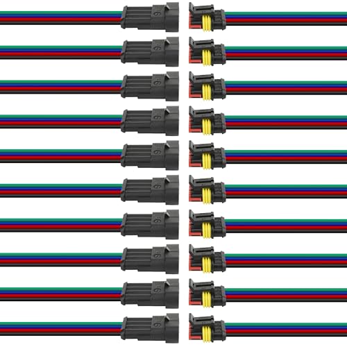 BFXM 10 Sets Car Waterproof Electrical Connector, 16 AWG 4 Pin Connector - color: 4pin, size: 10 Sets