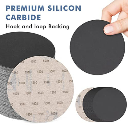 6 Inch 25 PCS 1500 Grit Sanding Disc Wet Dry Sandpaper Hook Loop Sand Paper - style: Grit 1500