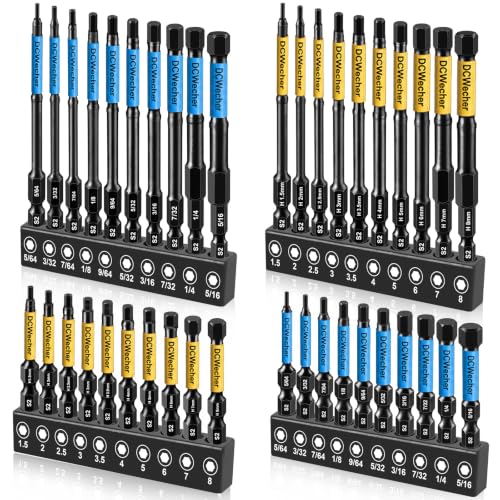 DCWecher 40PCS Allen Wrench Drill Bit Set 2-In 4-In Long Impact Hex Bit Set - size: 2 inch 10 Pieces (Metric)