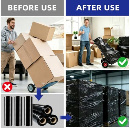 6 Pack Shrink Wrap Roll, 18 inch Wide Total 3546ft Industrial Stretch Film - color: Black