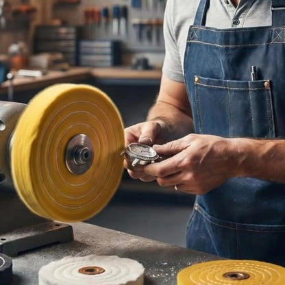 2 Pcs 6" Extra Thick Cotton Buffing Wheel, 5/8" Arbor Hole - style: 6 In Buffing Wheel(2 Pcs Yellow)