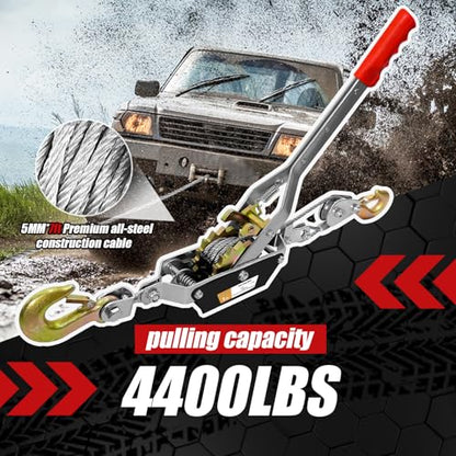 Come Along Winch Pulling Tool 2T, 7FT Cable Winch Puller
