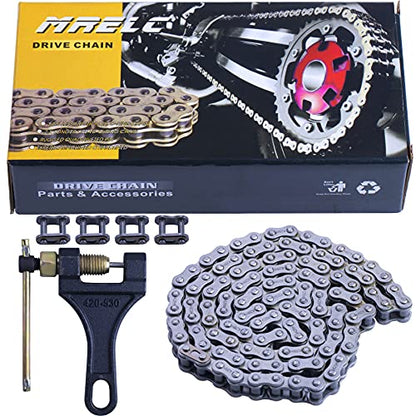 428 Motorcycle Chain+ Chain Breaker,114-links Heavy Duty Drive Chain - size: 114