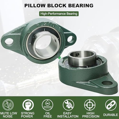 2 Pack UCFL210-32 Pillow Block Bearing – Flange 2 Bolt Mounted Pillow Block Bearings – Bearing Steel Bearings with 2" Bore - Self-aligning Bearings with Solid Cast Iron Base - style: UCFL210-32