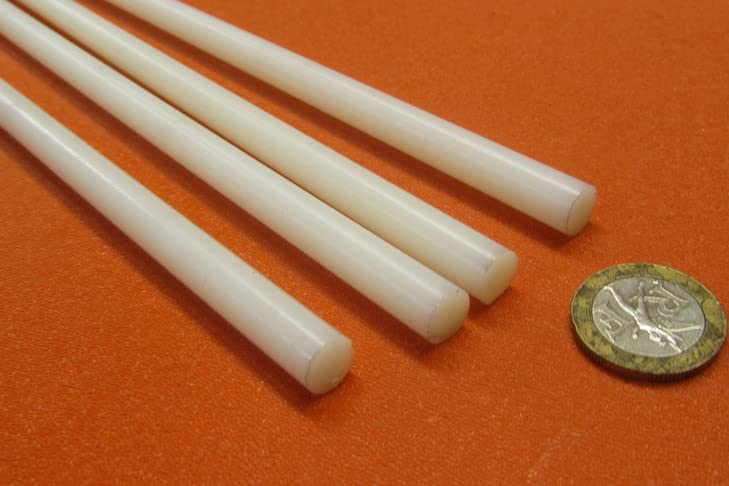 Natural Nylon Extruded Round Rod .375" (3/8") x 5 Ft Length 8 pcs 40 Feet