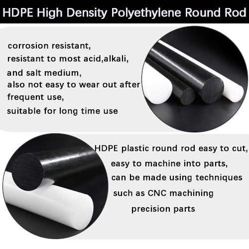 12-Inch Length HDPE High Density Polyethylene Round Rod,3"x 12" HDPE Rod for Mechanical Processing of Various Parts and DIY Projects(White,1 Pcs) - color: White, size: 3"x12"