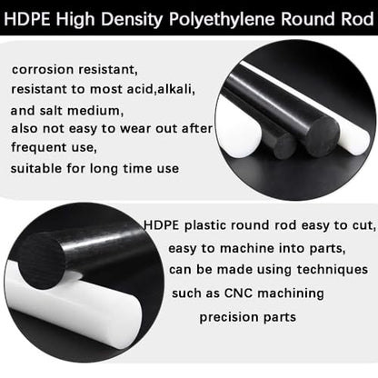 12-INCH Length High-Density Polyethylene (HDPE) Plastic Round Rod,2"x 12" HDPE Rod for Mechanical Processing of Various Parts and DIY Projects(White,1 Pcs) - color: White, size: 2"x12"