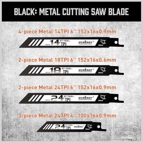 HORUSDY 40-Piece Reciprocating Saw Blade Set for Wood & Metal | Includes Pruning, Wet Wood, PVC and Metal Cutting Blades (3-24TPI) | with Storage Pouch for Easy Organization - style: 40-Pc Master Set (w/ Pouch)