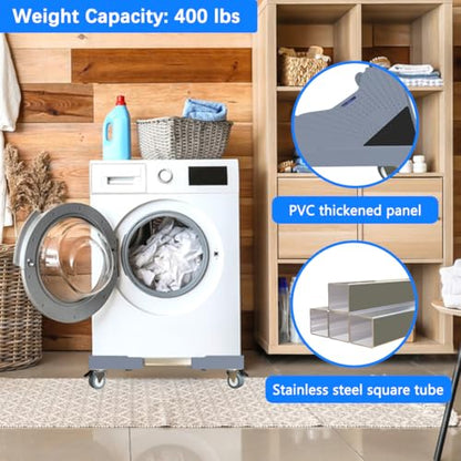 Appliance Dolly Cart with 4 Locking Wheels Mini Fridge Stand Adjustable 16"-26" Universal Mobile Roller for Portable Washer, Dryer, Refrigerator, Furniture, Grey - color: Gray