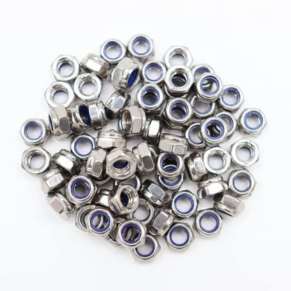 M6‑1.0 Lock Nuts, 80Pcs Stainless Steel Nylock Insert Locking Nuts - size: M6x1mm, 80 Pack