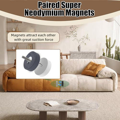 Magnetpro Rubber Coated Mounting Magnets Over 80LB Force - size: 80LB - 1/4"-20 Male 2P