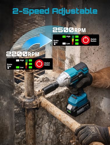 Seesii Cordless Impact Wrench 1/2 inch, High Torque 479 Ft-lbs(650Nm) Brushless Impact Gun,2500RPM w/2x4.0 Battery, 6 Sockets,8 Drill Bits, High Torque Power Impact Driver for Car Home,WH6 Lite - size: 650 Nm