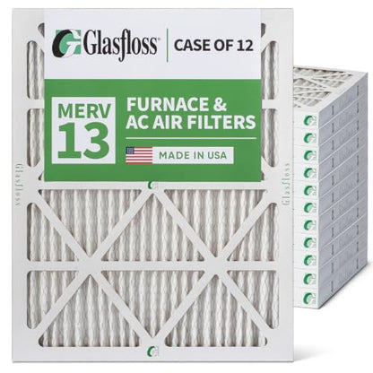 Glasfloss ZL 16x20x2 MERV 13 AC Furnace Air Filters. Case of 12