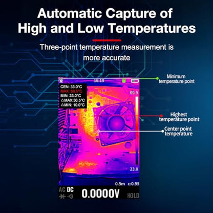2 in 1 Thermal Imaging with 20000 Counts Multimeter Function Infrared Camera Pixels ISR256x192 Image Resolution 427x320 3.5 inch LCD -20℃ to 550℃ Temperature Range 15 Color Modes - size: TI-02 wih Macro Lens Function