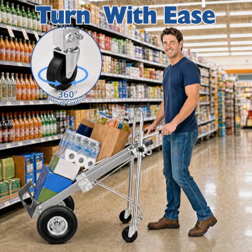 1000 LBS Dolly Cart with Wheels, 4 in 1 Folding Hand Truck, Stainless Steel Heavy Duty Industrial Convertible Hand Cart, Utility Collapsible Hand Truck Dolly for Warehouse, Home, Office, Etc - color: Silver