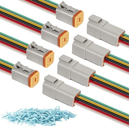 Deutsch DT 6 Pin Grey Male Female Wiring Harness Connector 4 Kits, 16 AWG - color: 4 Sets-Grey, size: 6Pin