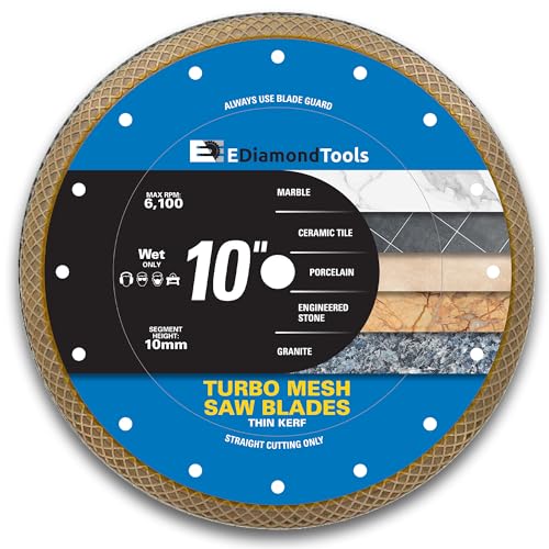 10" Turbo Mesh Saw Blades for Porcelain, Ceramic Tile and Stone, 1 PC - size: 10 Inch