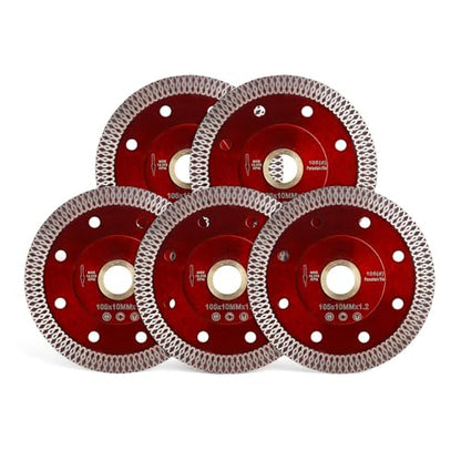 YIJING 5pcs/Box 4" Super Thin Diamond Cutting Blade Porcelain Tile Saw Blade with Arbor 7/8" or 5/8" Match with Hand-Held Grinder (4”-5pc) - size: 4”-5pc
