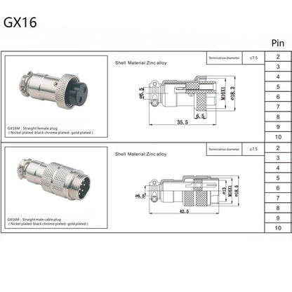 9.84 ft GX16 2 Pin Double Female Head Aviation Cordset, GX16 2Pins Female to Female Connector Electrical Cable Panel Mount Circular Metal Aviation Adapter Cordset for Ships 18AWG (3meter) - size: 9.84ft