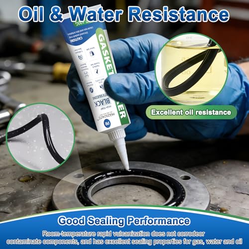 High Temperature Black Gasket Maker, Sealed Oil Resistant Waterproof RTV Silicone Sealant for Automotive, Marine, and Industrial 100g/3.5oz
