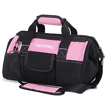 FASTPRO 14-Inch Pink Tool Bag, Wide Mouth Open Storage Bag - size: 14-inch