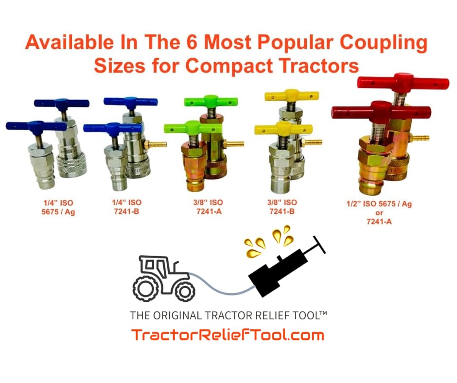 3/8" 7241-A The Original Hydraulic Quick Coupling Pressure Decompression Relief Release Tool 3/8" 7241-A Size Fits Models of Kubota, John Deere, other Compact Tractors