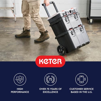 Keter Stack N Rolling Tool Box Modular Storage System 3 Piece - color: Black/Red, size: 3PC System