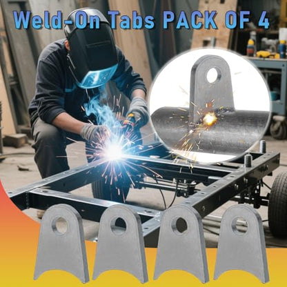 Weld on Tabs, Axle Weld on Shock Mounts, 1/2" Hole, 1/4" Thick, 4 Pcs - color: 1.5" Axle Mount-1/4" Thick Uncoated