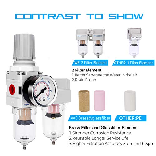 NANPU 1/4" NPT Air Dryer System - 5 Micron Particulate Filter, 0.5 Micron Coalescing Filter - size: 1/4" NPT