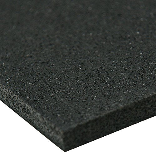 Small Parts Recycled Rubber Sheet, 60 Shore A, Black, Smooth Finish, No Backing, 0.187" Thickness, 6" Width, 6" Length