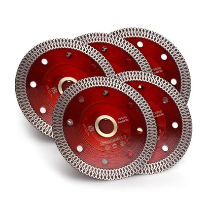YIJING 5pcs/Box 4" Super Thin Diamond Cutting Blade Porcelain Tile Saw Blade with Arbor 7/8" or 5/8" Match with Hand-Held Grinder (4”-5pc) - size: 4”-5pc