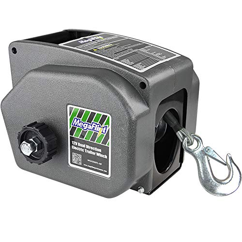 Trailer Winch,Reversible Electric Winch, for Boats up to 6000 lbs.12V DC,Power-in, Power-Out, and Freewheel Operations,30% Higher winching Power Than Regular 6000 lbs Winch (5000lbs Marine)
