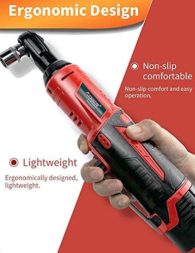AOBEN 3/8" 12V Power Electric Ratchet Wrench Set with 1 2000mAh Lithium-Ion Battery And Charger - color: Ruby Red