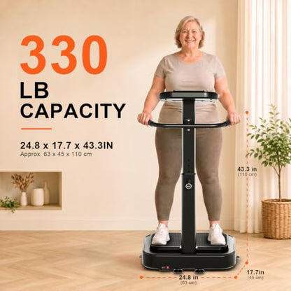 Vibration Plate with Handles for Lymphatic Drainage,Low-Impact Workouts - color: Black