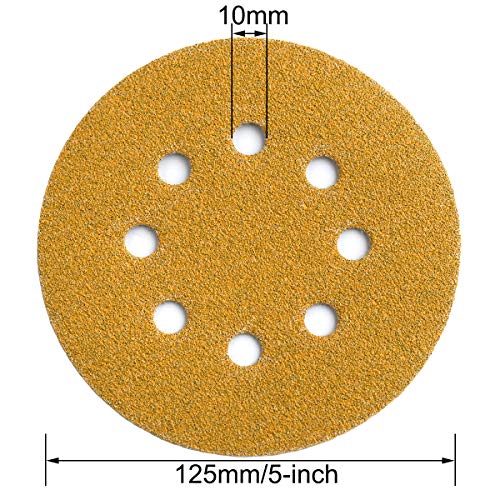 5-Inch 8-Hole Hook and Loop Sanding Discs 60-Grit, 100-Pack